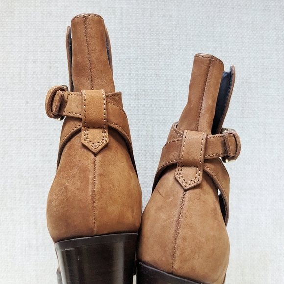 LK Bennett Aleena Booties Suede Leather Harness Ankle Brown Toffee Equestrian 38 - Picture 5 of 9